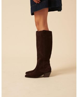 Nobody's Child Suede Western Knee High Boots - Black