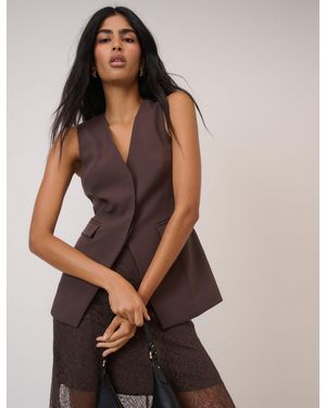 Nobody's Child Longline Tailored Waistcoat - Brown