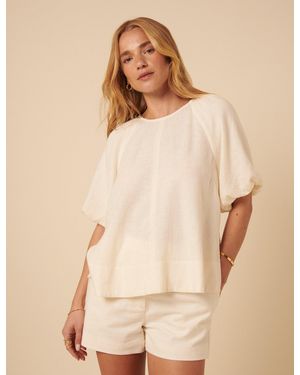 Nobody's Child Linen-Blend Puff Sleeve Top - Natural
