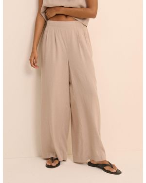 Nobody's Child Sand Linen-Blend Silsoe Clean Wide Leg Trousers - Natural
