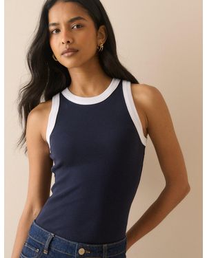 Nobody's Child Contrast Trim Ribbed Racer Vest - Blue