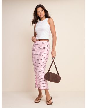 Nobody's Child And Polka Dot Satin Midi Skirt - Pink