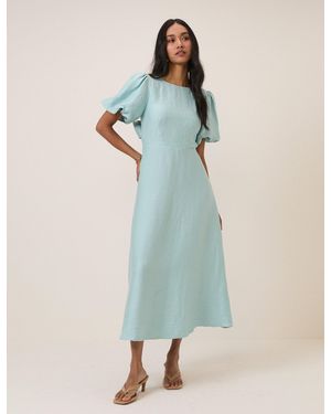 Nobody's Child Puff Sleeve Zola Midi Dress - Green