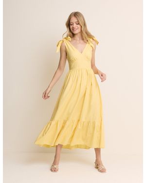 Nobody's Child Tiered Linen-Rich Coen Midi Dress - Yellow