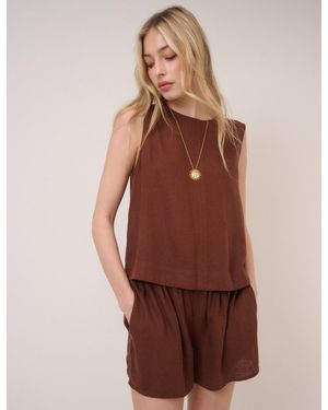 Nobody's Child Linen-Blend Stirling Top - Brown
