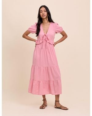 Nobody's Child Light Tiered Katie Midi Dress - Pink