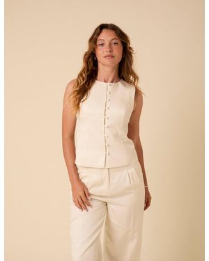 Nobody's Child Crew Neck Tailored Waistcoat - Natural