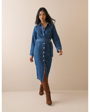 Nobody's Child Mid Wash Denim Noah Shirt Dress - Blue