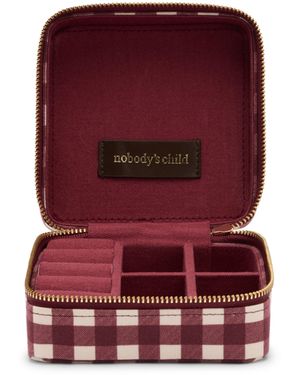 Nobody's Child Burgundy Gingham Jewellery Case - Red
