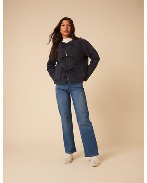 Nobody's Child Tie-Front Quilted Jacket - Blue