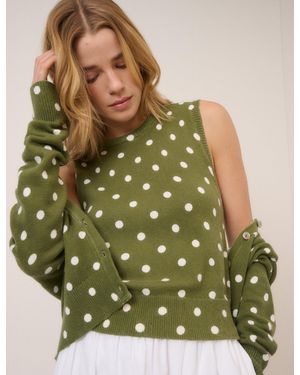 Nobody's Child Polka Dot Crew Neck Vest - Green