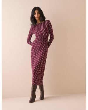 Nobody's Child Polka Dot Jersey Jennifer Midi Dress - Pink