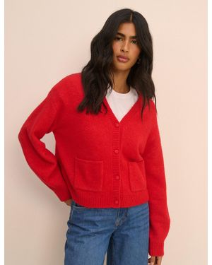 Nobody's Child V-Neck Pocket Cardigan - Red
