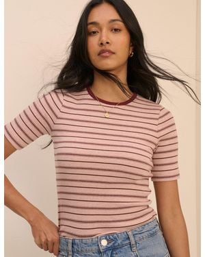 Nobody's Child And Burgundy Striped T-Shirt - Brown