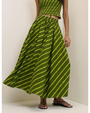 Nobody's Child Striped Crystal Maxi Skirt - Green