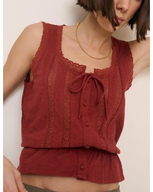 Nobody's Child Lace Trim Prairie Blouse - Red