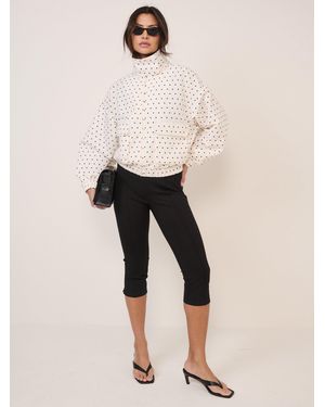 Nobody's Child Polka Dot Funnel Neck Windbreaker Jacket - Natural
