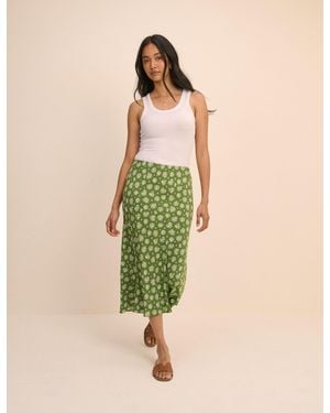 Nobody's Child Floral Satin Mila Midi Slip Skirt - Green