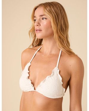 Nobody's Child Broderie Anglaise Triangle Frill Bikini Top - Natural