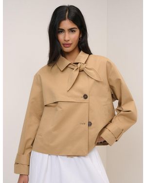 Nobody's Child Cropped Tie Trench Coat - Natural