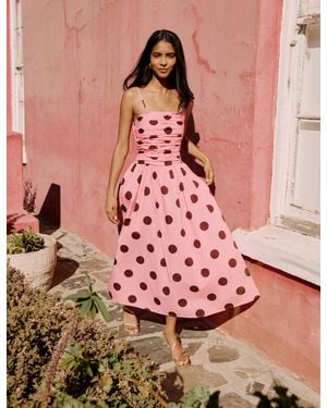 Nobody's Child Polka Dot Bandeau Alice Midi Dress - Pink