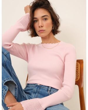 Nobody's Child Crochet Trim Knitted Top - Pink