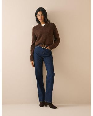Nobody's Child Dark High Rise Kingston Straight Leg Jeans - Natural