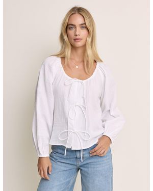 Nobody's Child Scoop Neck Double Gauze Top - White