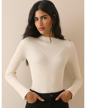 Nobody's Child Ribbed Button Detail Top - Natural
