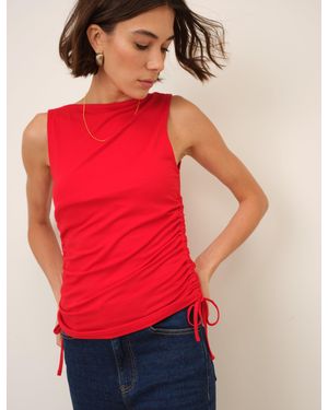 Nobody's Child Ruched Side Tie Top - Red