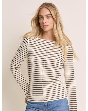 Nobody's Child Striped Boat Neck Top - Natural