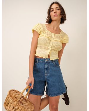 Nobody's Child Mid Wash Denim Bermuda Shorts - Blue