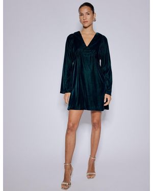 Nobody's Child Long Sleeve Velvet Josie Mini Dress - Blue