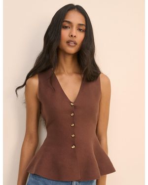 Nobody's Child Peplum Knitted Top - Brown