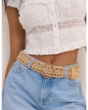 Nobody's Child Natural Raffia Belt - Blue
