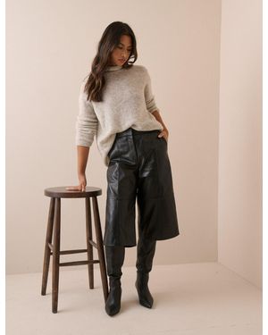 Nobody's Child Leather High Waisted Culottes - Natural