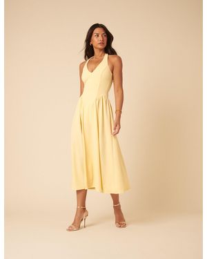 Nobody's Child Butter Amie Halterneck Midi Dress - Natural