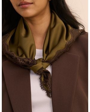 Nobody's Child Lace Trim Square Scarf - Brown