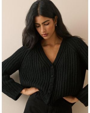 Nobody's Child Chunky Knitted Cardigan - Black