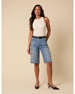 Nobody's Child Denim Relaxed Bermuda Denim Shorts - Blue