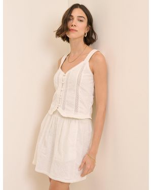 Nobody's Child Broderie Anglaise Lace Trim Mini Skirt - Natural