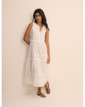 Nobody's Child Ruffle Trim Tiered Penelope Midi Dress - Natural