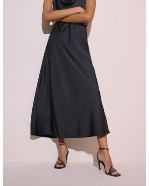 Nobody's Child Satin Eton Midi Skirt - Blue