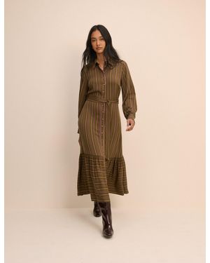 Nobody's Child Striped Brandy Shirt Midi Dress - Natural
