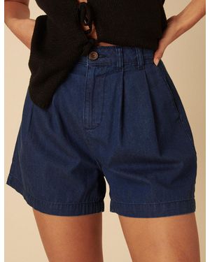 Nobody's Child Dark Wash Double Pleat Ava Shorts - Blue
