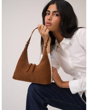 Nobody's Child Suede Dipped Shoulder Bag - Natural