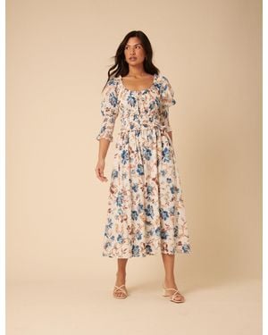 Nobody's Child Floral Ariel Midi Dress - Natural