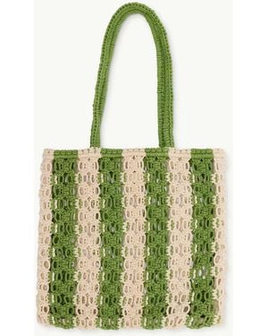 Nobody's Child And Cream Striped Crochet Tote - Natural