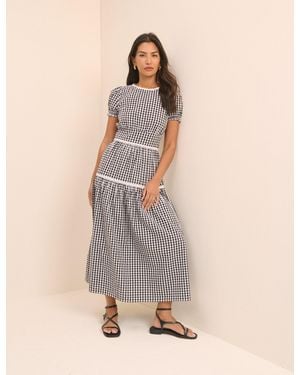 Nobody's Child Gingham Tiered Dara Midi Dress - Natural