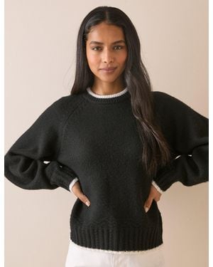 Nobody's Child Contrast Trim Bow Detail Jumper - Black